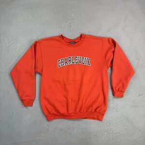 Vintage Charlevoix Orange Fleece Crewneck Sweatshirt Fits Men's L